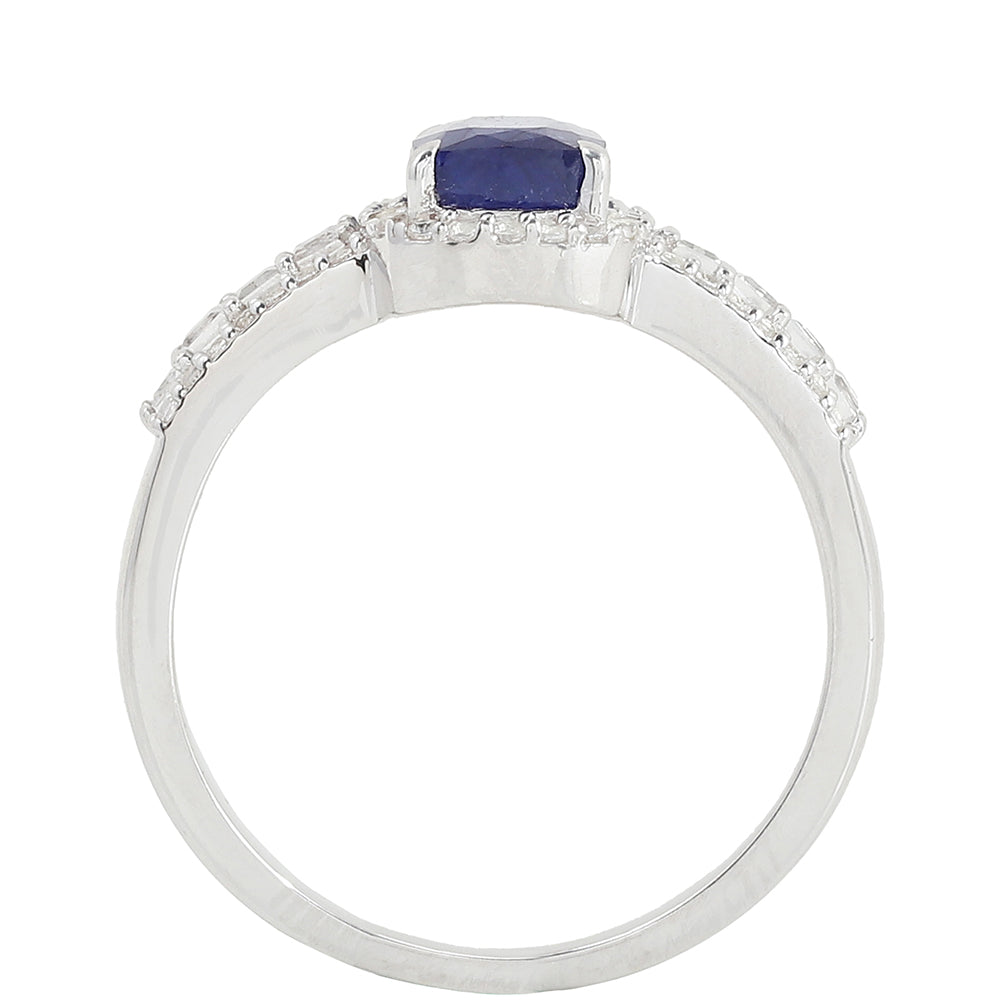 Anillo de Plata con Zafiro de Tailandia y Topacio Blanco