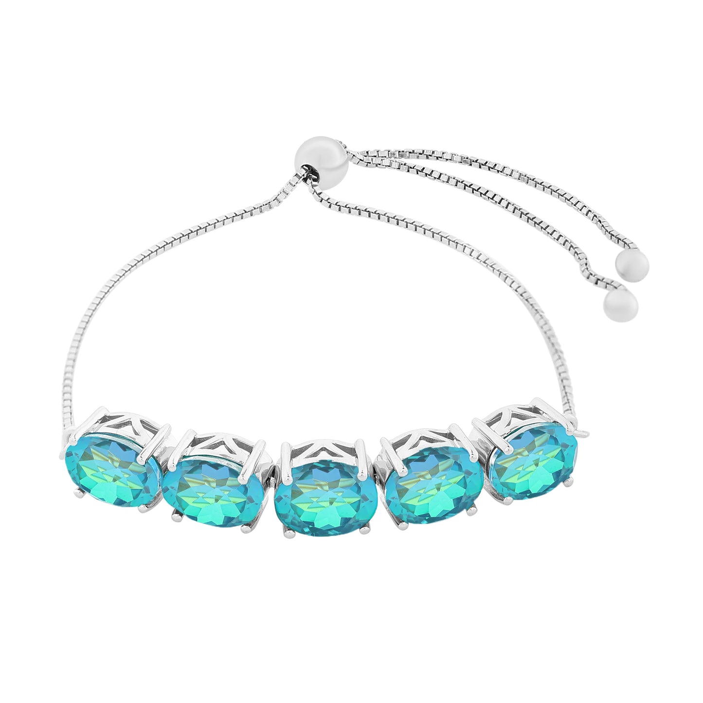 Pulsera de Plata con Cuarzo Pavo Real