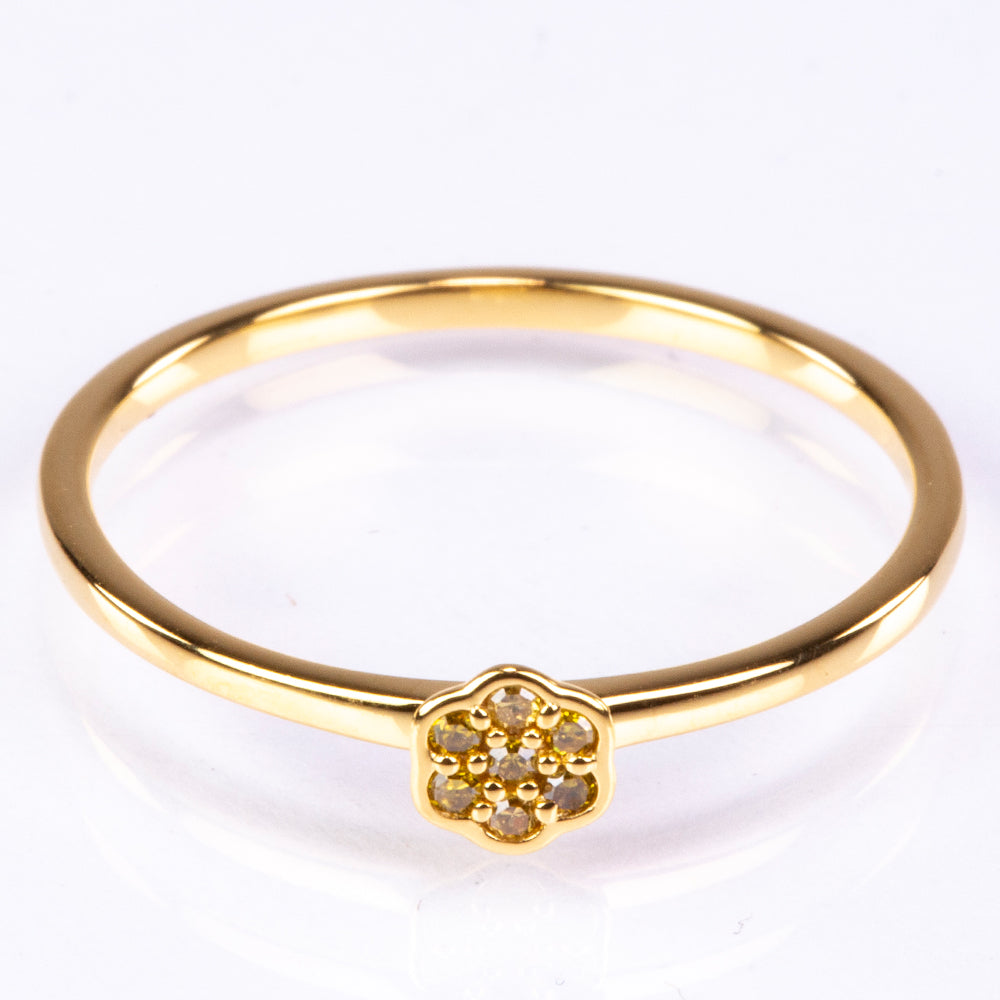 Anillo de Plata Bañada en Oro con Diamante Verde Veronés