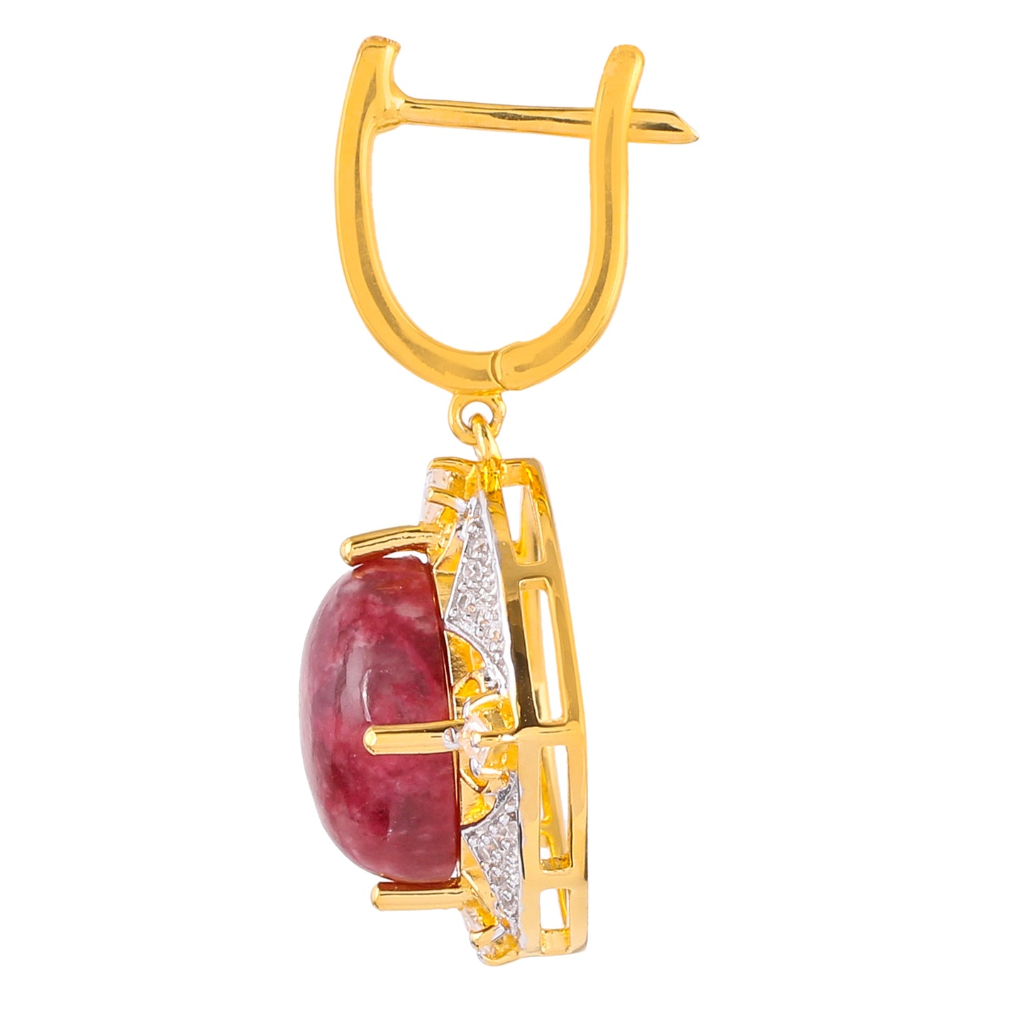 Pendientes de Plata Bañada en Oro con Thulita y Zircón natural