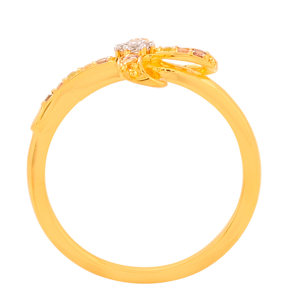 Anillo de Plata Bañada en Oro con Granate y Amatista