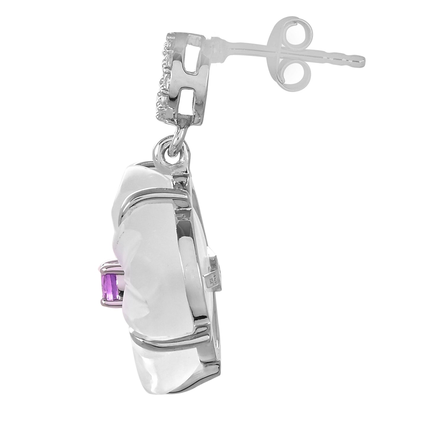 Pendientes de Plata con Cuarzo óptico y Amatista Rosa