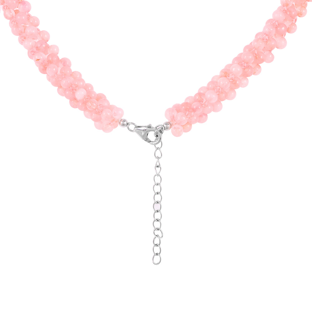 Collar de Plata con Cuarzo Rosado y Topacio Blanco