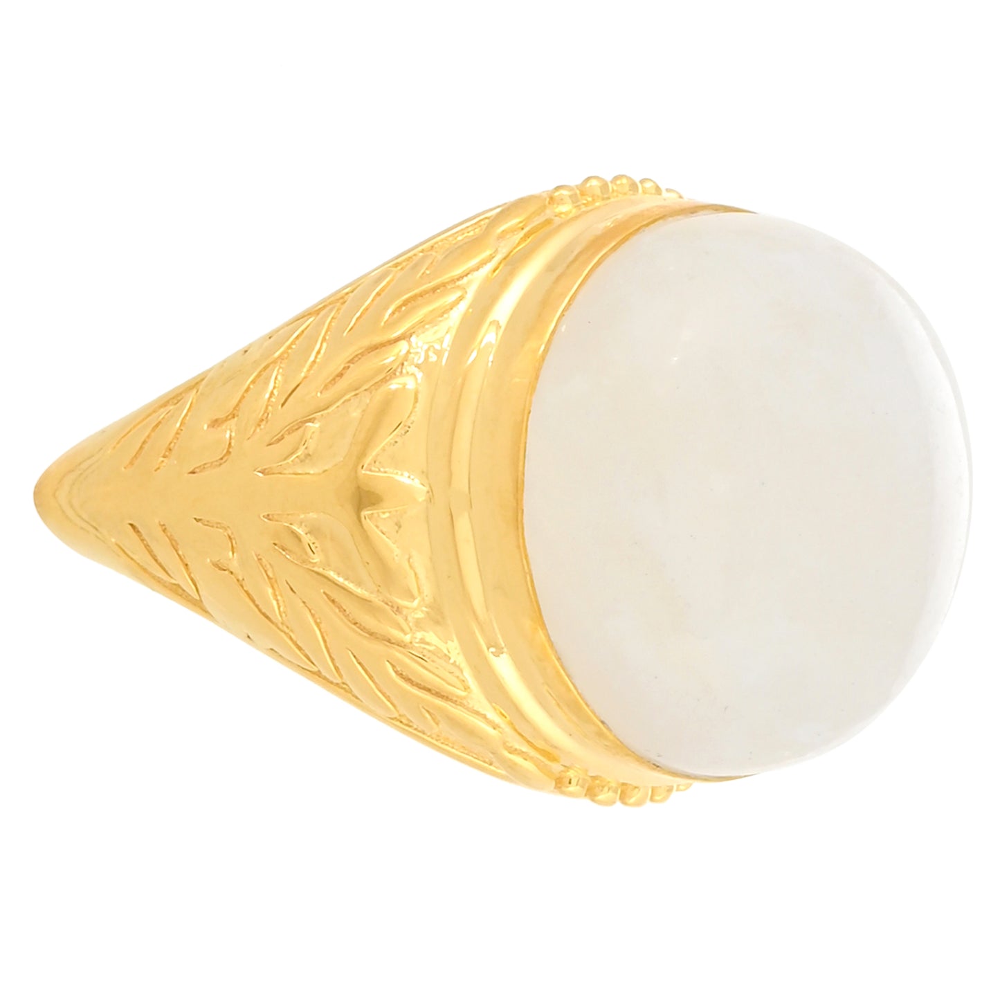 Anillo de Plata Bañada en Oro con Piedra Lunar Arco Iris