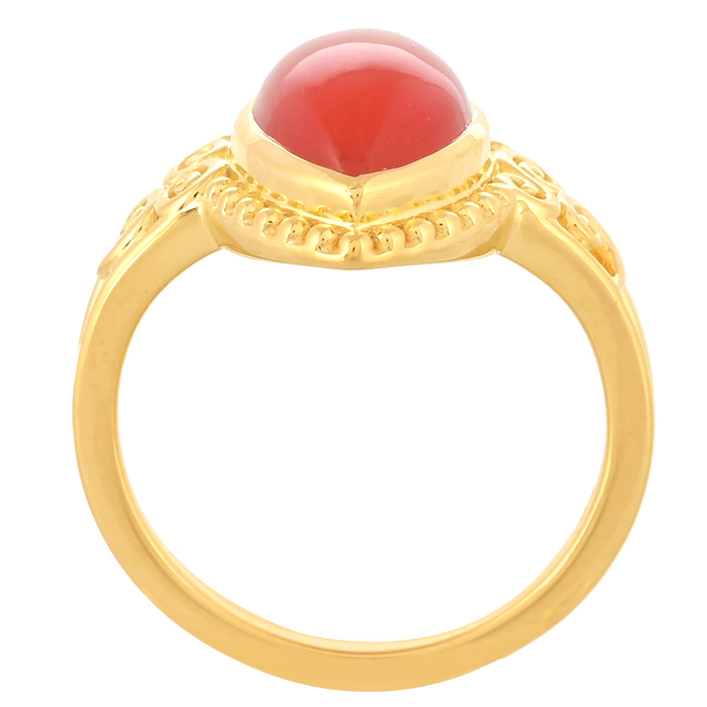 Anillo de Plata Bañada en Oro con Cornalina