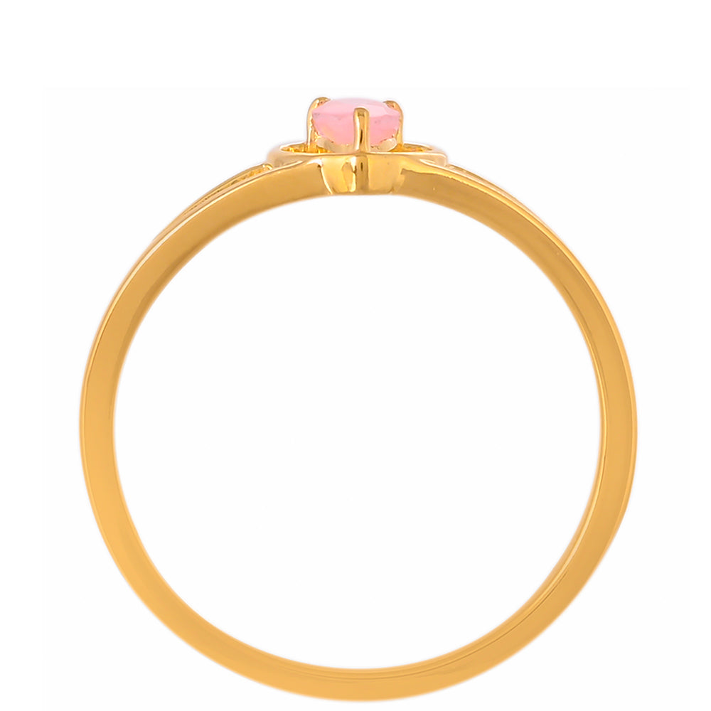 Anillo de Plata Bañada en Oro con Ópalo Rosa Neón de Etiopía