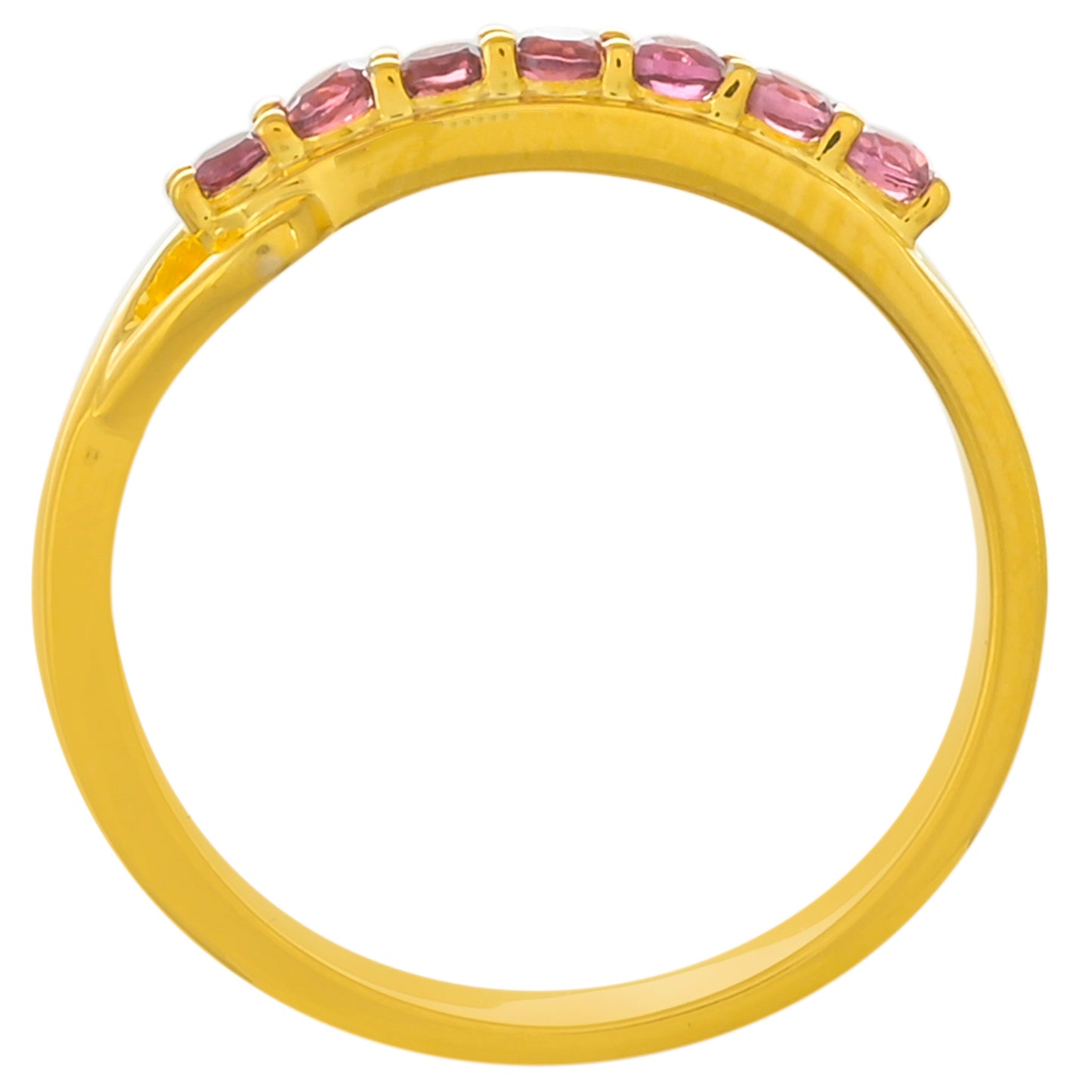 Anillo de Plata Bañada en Oro con Granate Rodolita