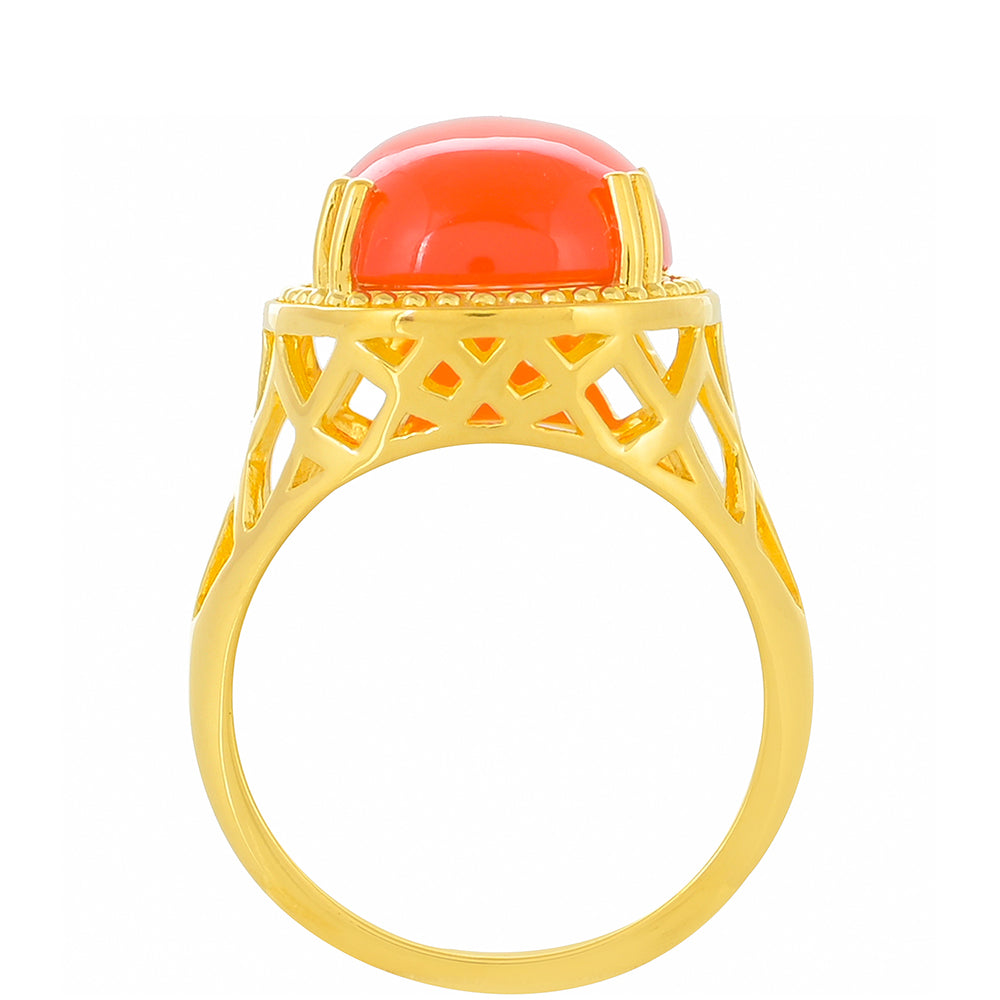 Anillo de Plata Bañada en Oro con Cornalina