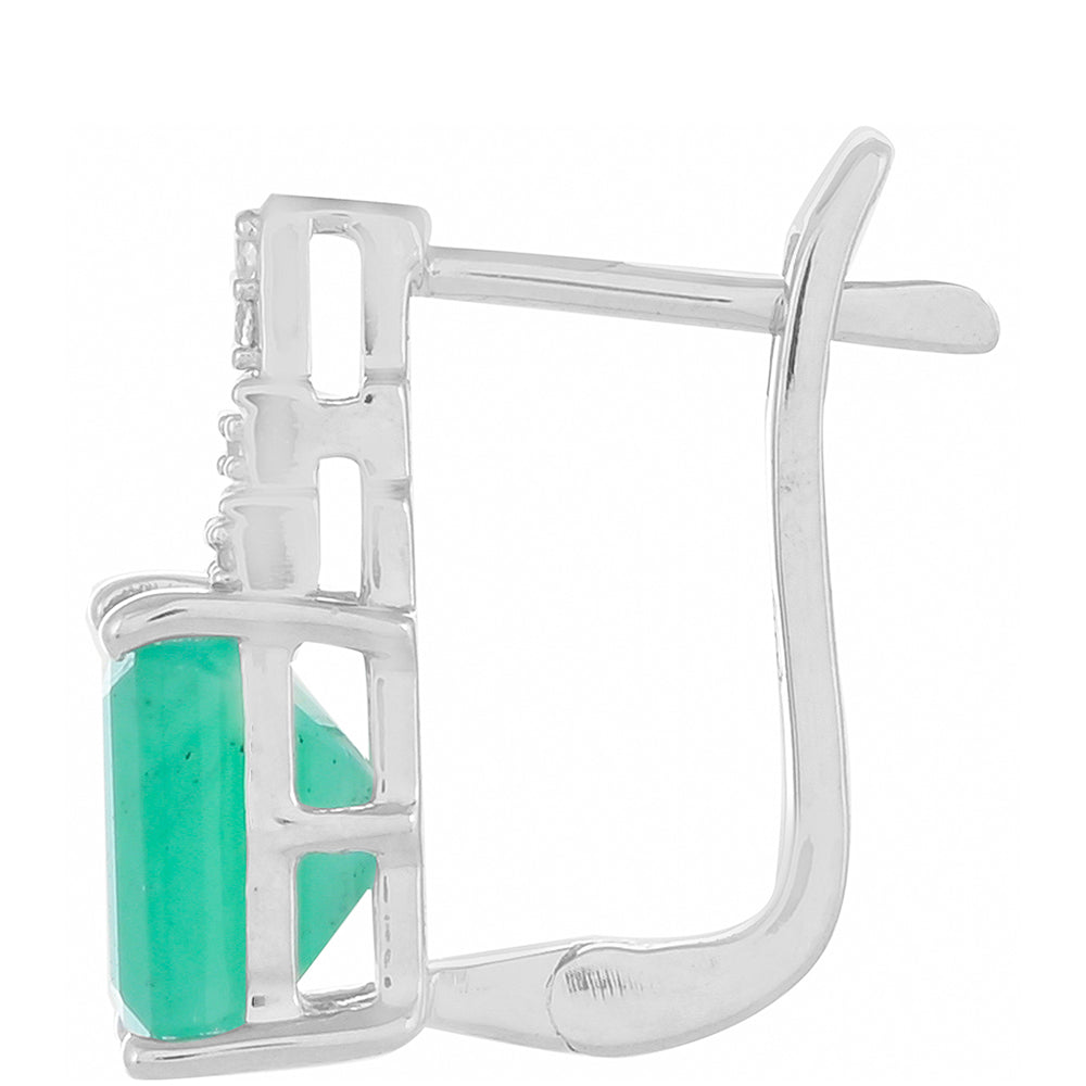 Pendientes de Plata con Esmeralda de Brasil y Topacio Blanco