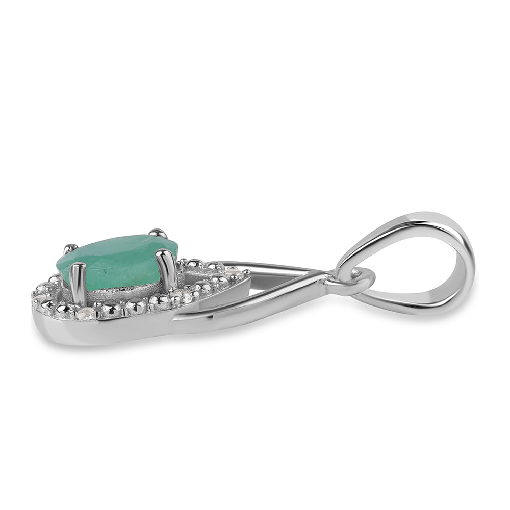 Colgante de Plata con Esmeralda de Brasil y Topacio Blanco