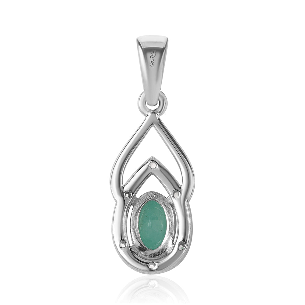 Colgante de Plata con Esmeralda de Brasil y Topacio Blanco