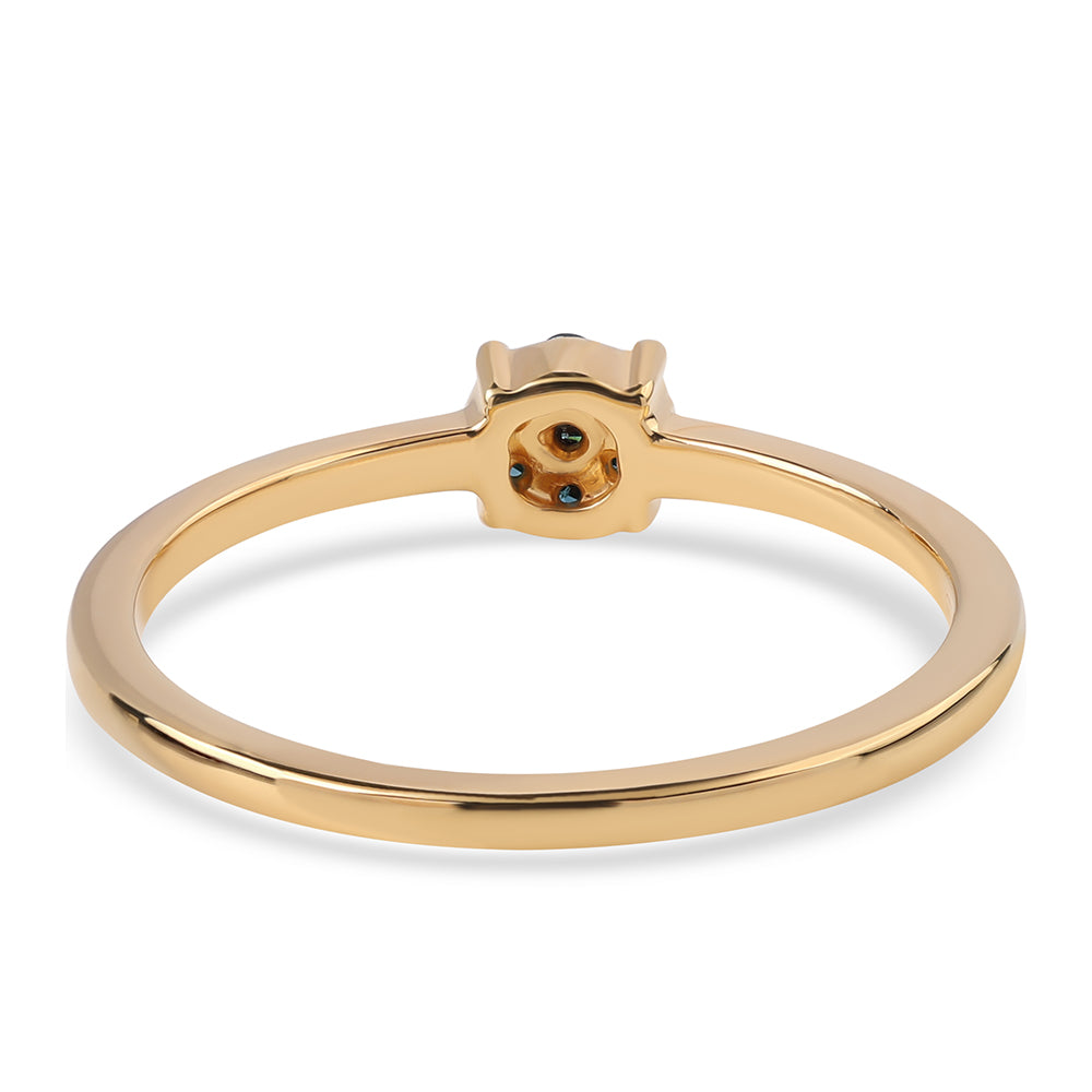 Anillo de Plata Bañada en Oro con Diamante Azul
