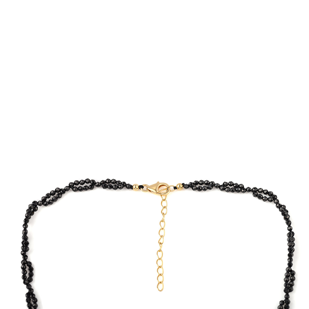 Collar de Plata Bañada en Oro con Espinela Negra