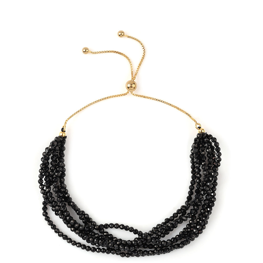 Pulsera de Plata Bañada en Oro con Espinela Negra 1