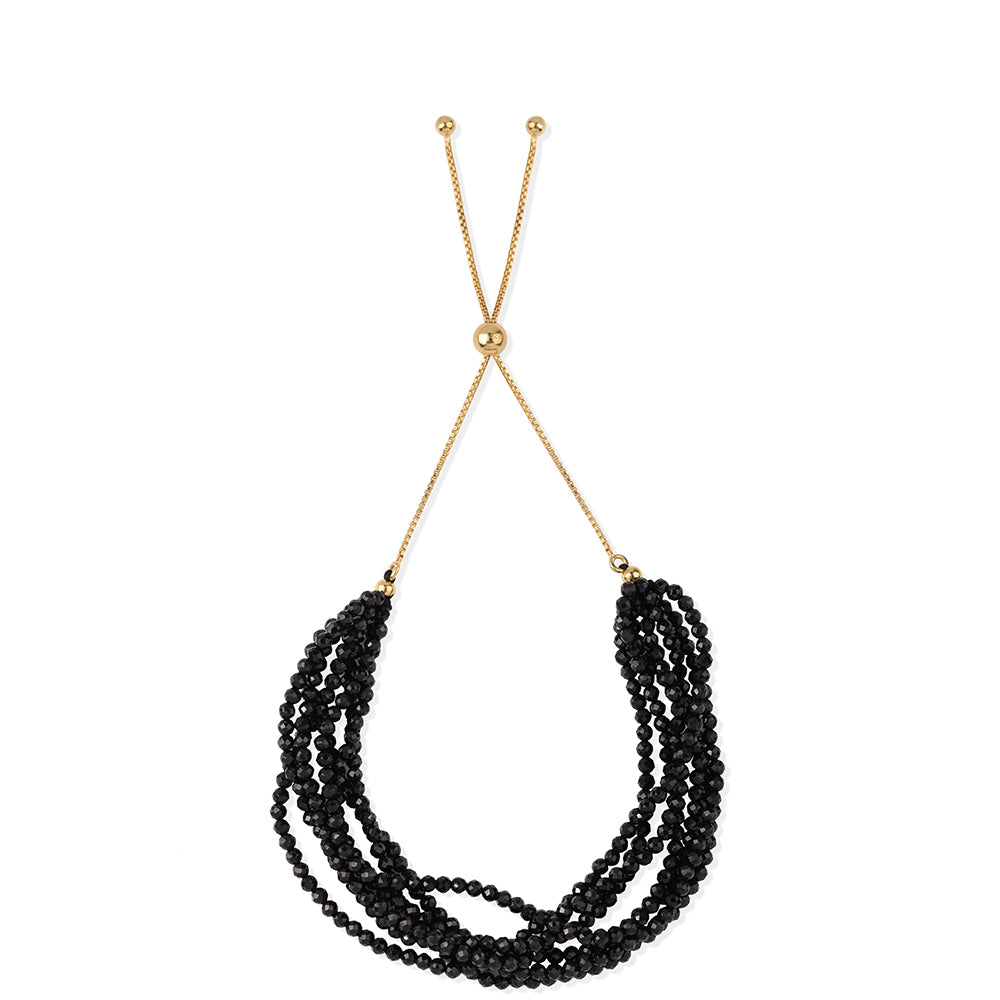 Pulsera de Plata Bañada en Oro con Espinela Negra