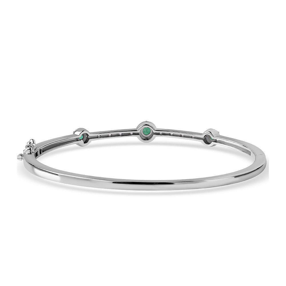 Pulsera de Plata con Esmeralda de Brasil y Topacio Blanco
