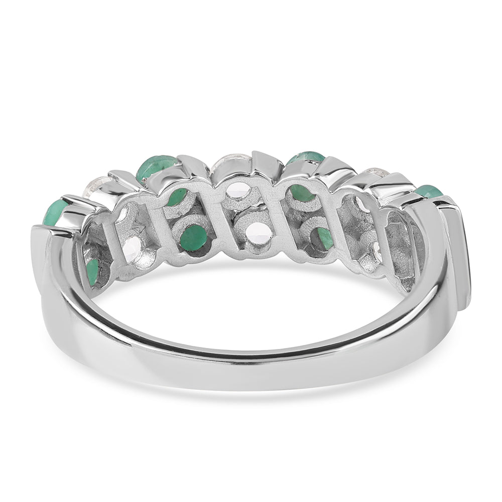 Anillo de Plata con Esmeralda de Brasil y Topacio Blanco
