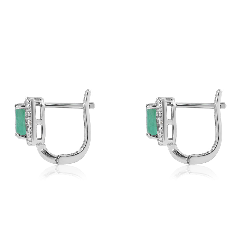 Pendientes de Plata con Esmeralda de Brasil y Topacio Blanco