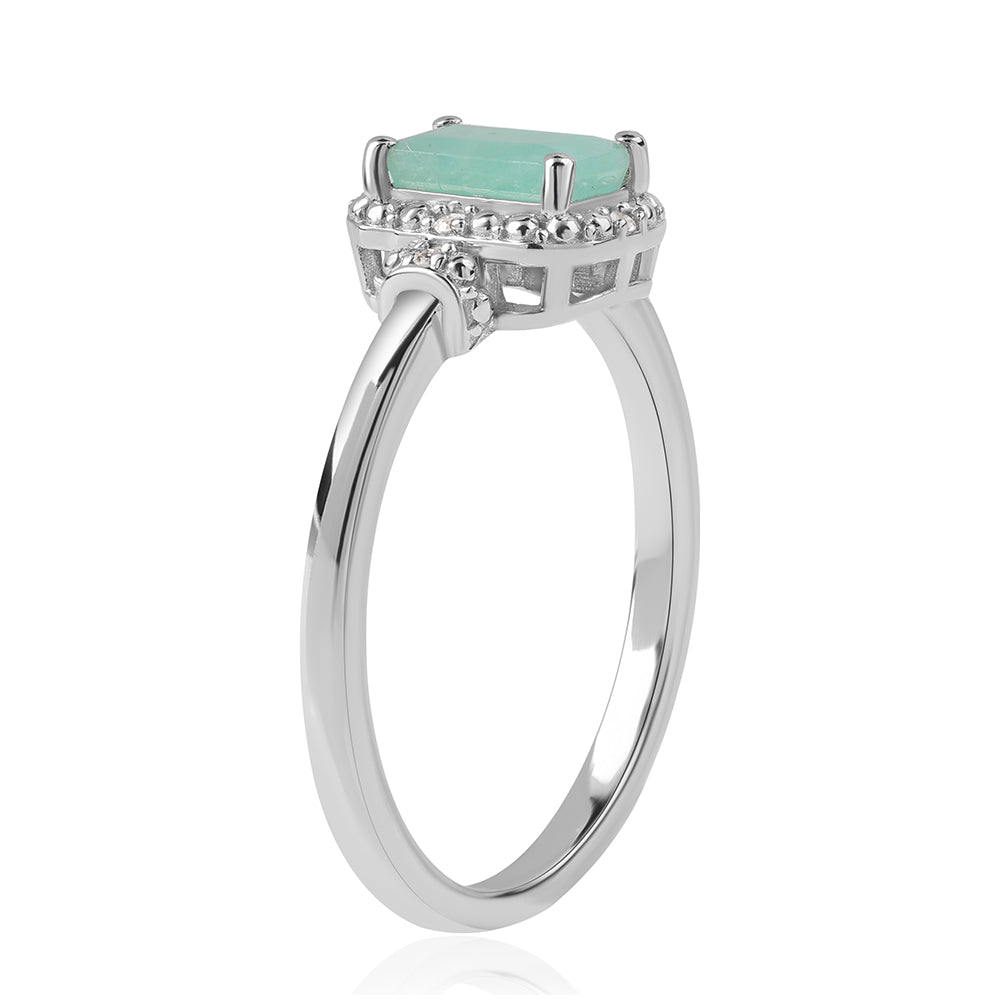 Anillo de Plata con Esmeralda de Brasil y Topacio Blanco