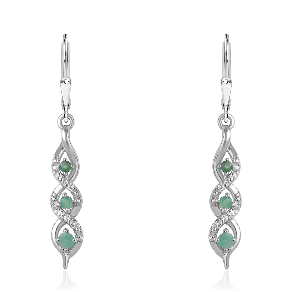Pendientes de Plata con Esmeralda de Brasil y Topacio Blanco