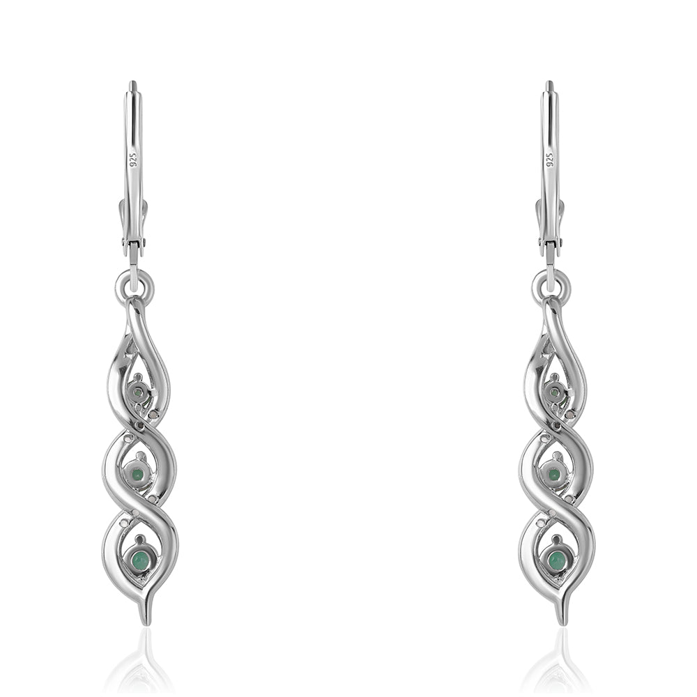 Pendientes de Plata con Esmeralda de Brasil y Topacio Blanco