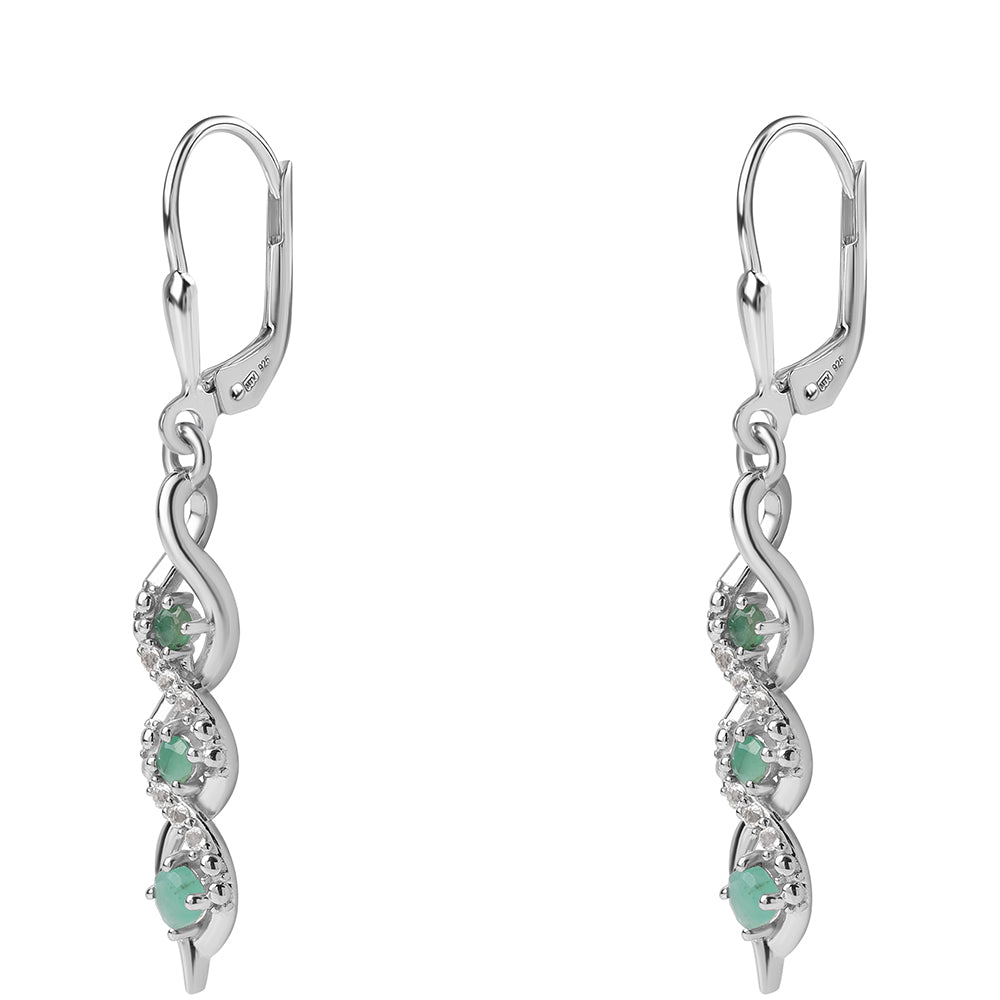 Pendientes de Plata con Esmeralda de Brasil y Topacio Blanco