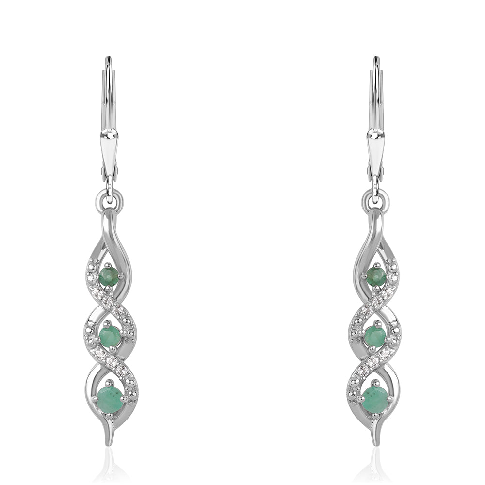 Pendientes de Plata con Esmeralda de Brasil y Topacio Blanco