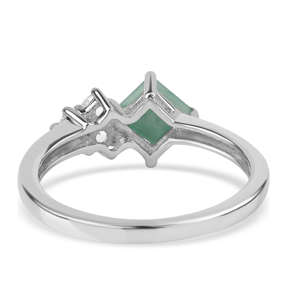 Anillo de Plata con Esmeralda de Brasil y Topacio Blanco