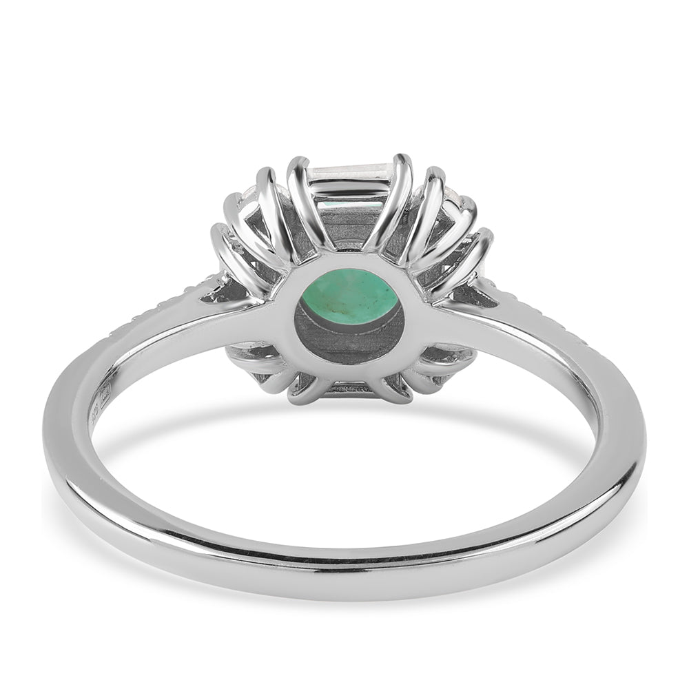 Anillo de Plata con Esmeralda de Brasil y Topacio Blanco