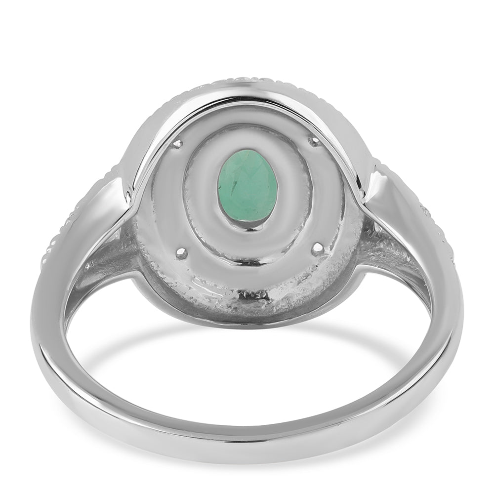 Anillo de Plata con Esmeralda de Brasil y Topacio Blanco