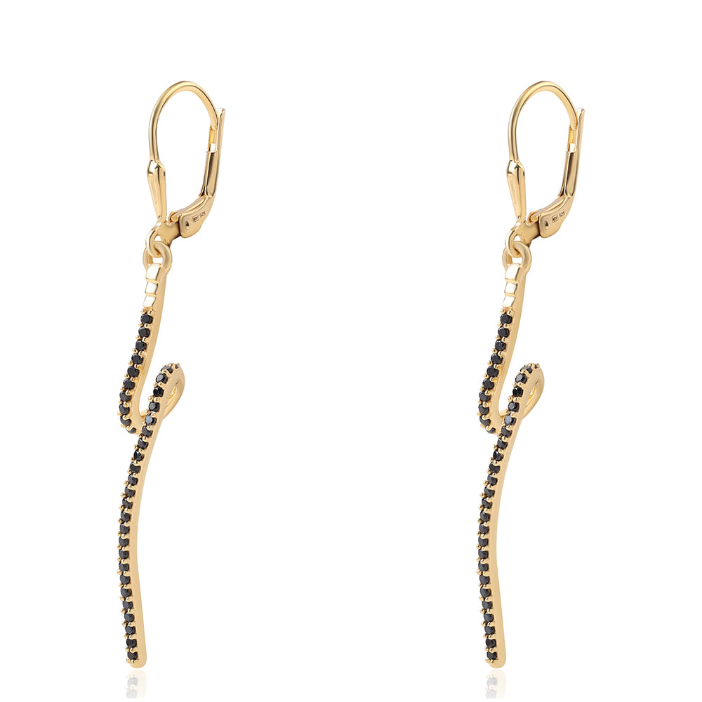 Pendientes de Plata Bañada en Oro con Espinela Negra 2