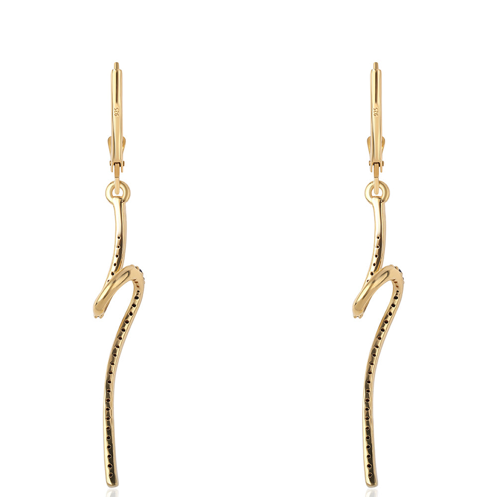 Pendientes de Plata Bañada en Oro con Espinela Negra 3