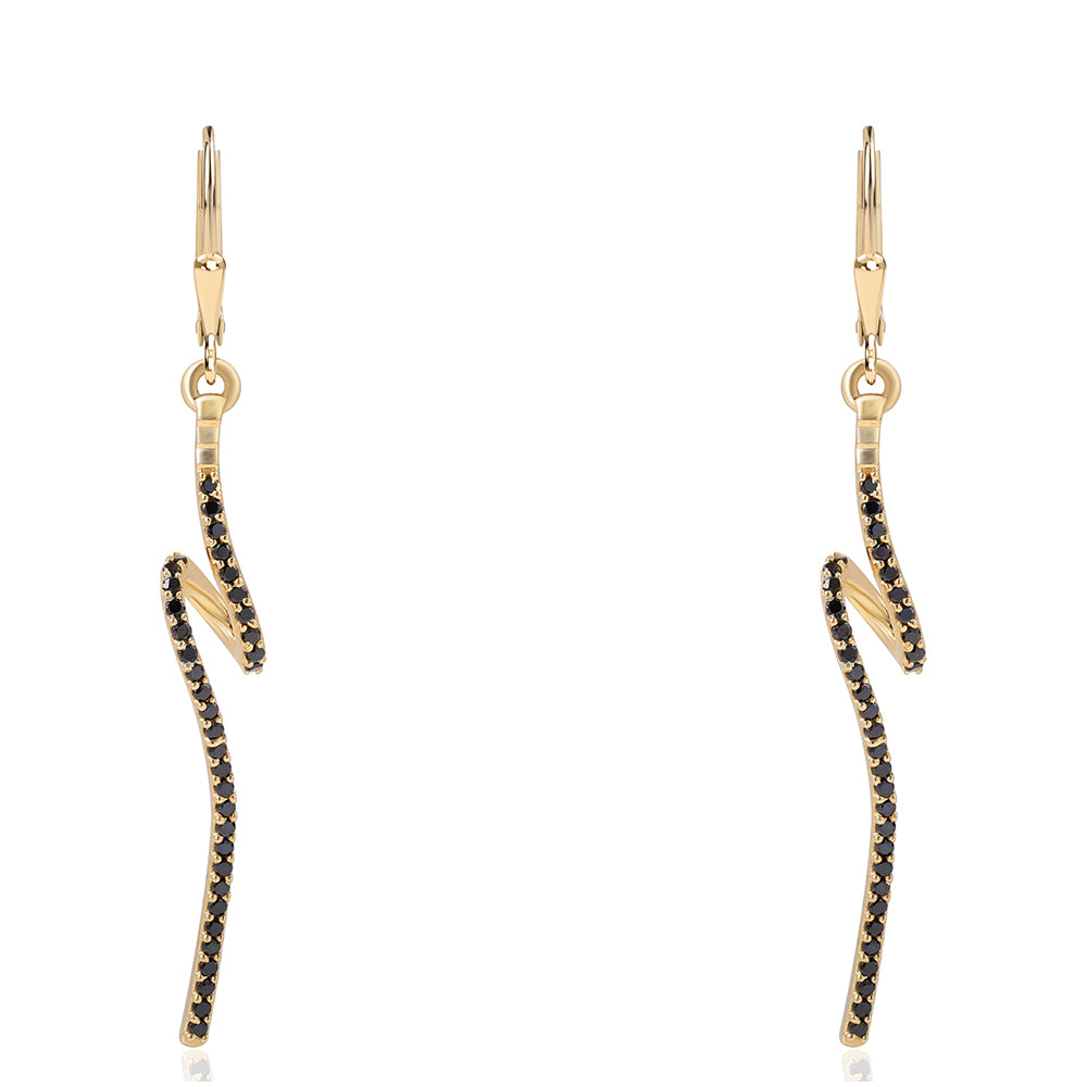 Pendientes de Plata Bañada en Oro con Espinela Negra 6