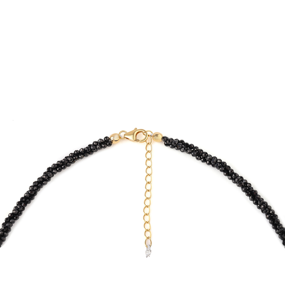 Collar de Plata Bañada en Oro con Espinela Negra y Topacio Blanco