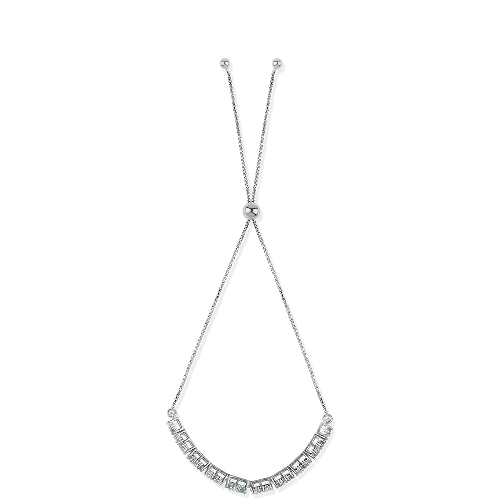 Pulsera de Plata con Esmeralda de Brasil y Topacio Blanco