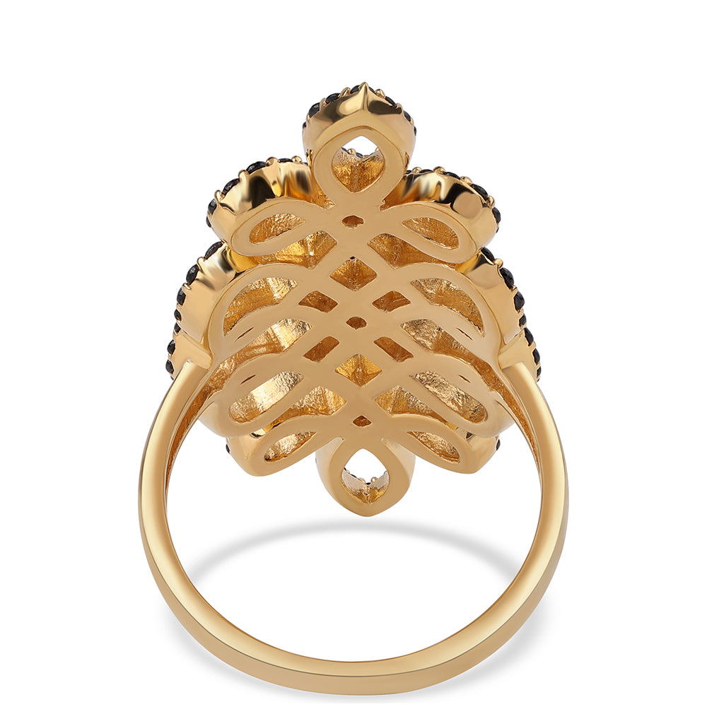 Anillo de Plata Bañada en Oro con Espinela Negra