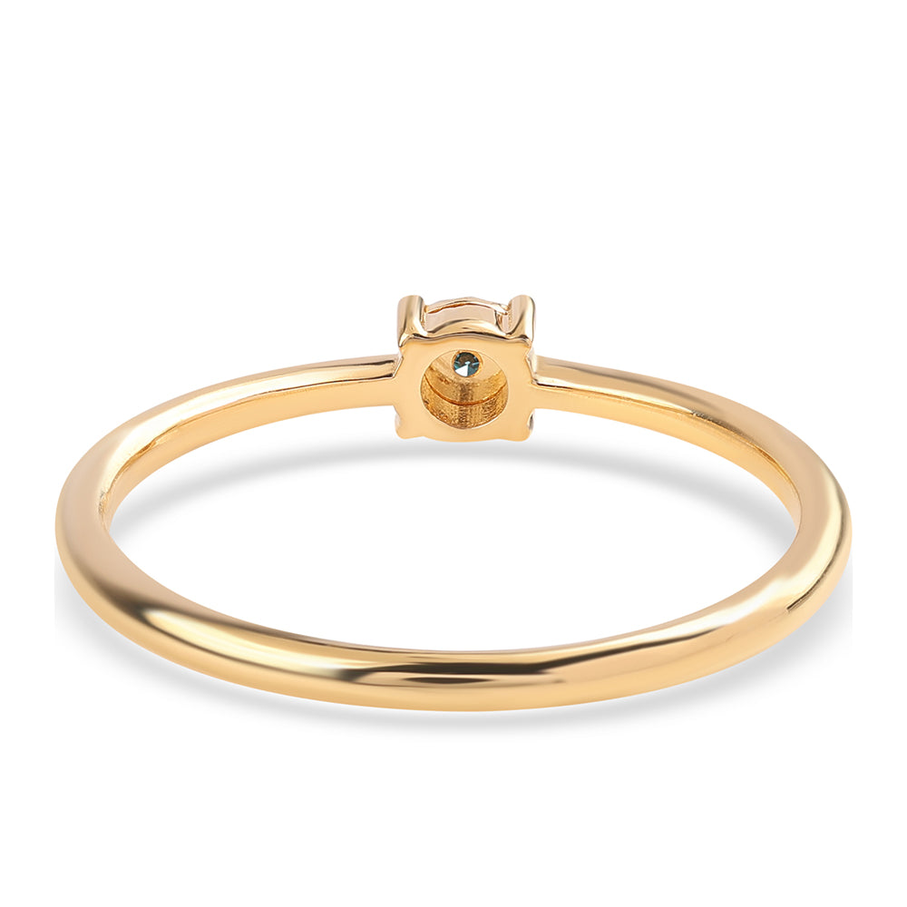 Anillo de Plata Bañada en Oro con Diamante Azul