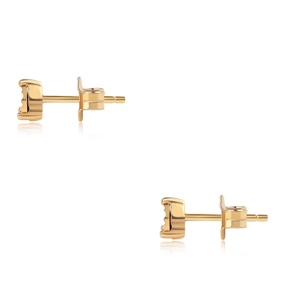 Pendientes de Plata Bañada en Oro con Diamante Azul