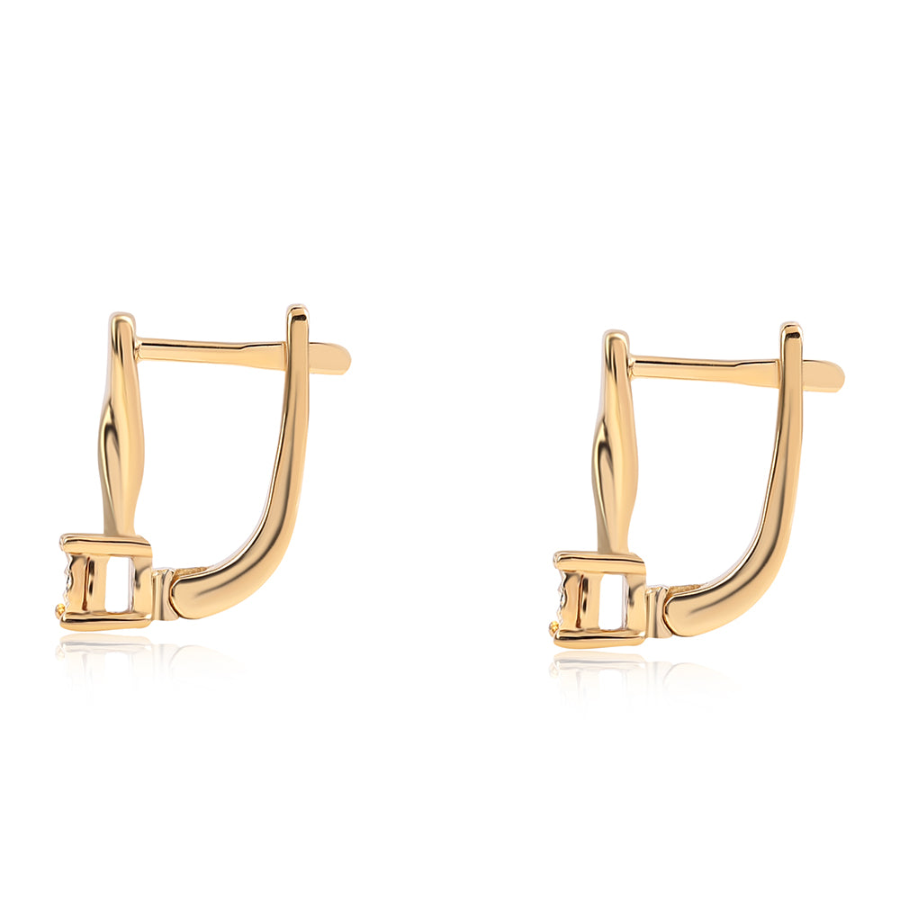 Pendientes de Plata Bañada en Oro con Diamante Azul