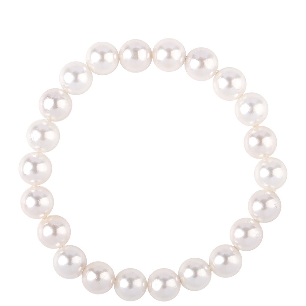 Conjunto de Plata Bañada en Oro con Perla blanca de agua dulce ( Collar +Pendientes +Pulsera )