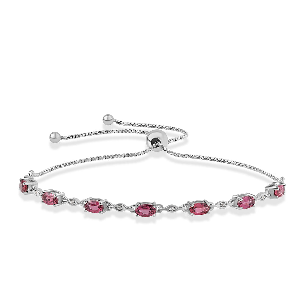 Pulsera de Plata con Rubelita de Cruzeiro y Topacio Blanco