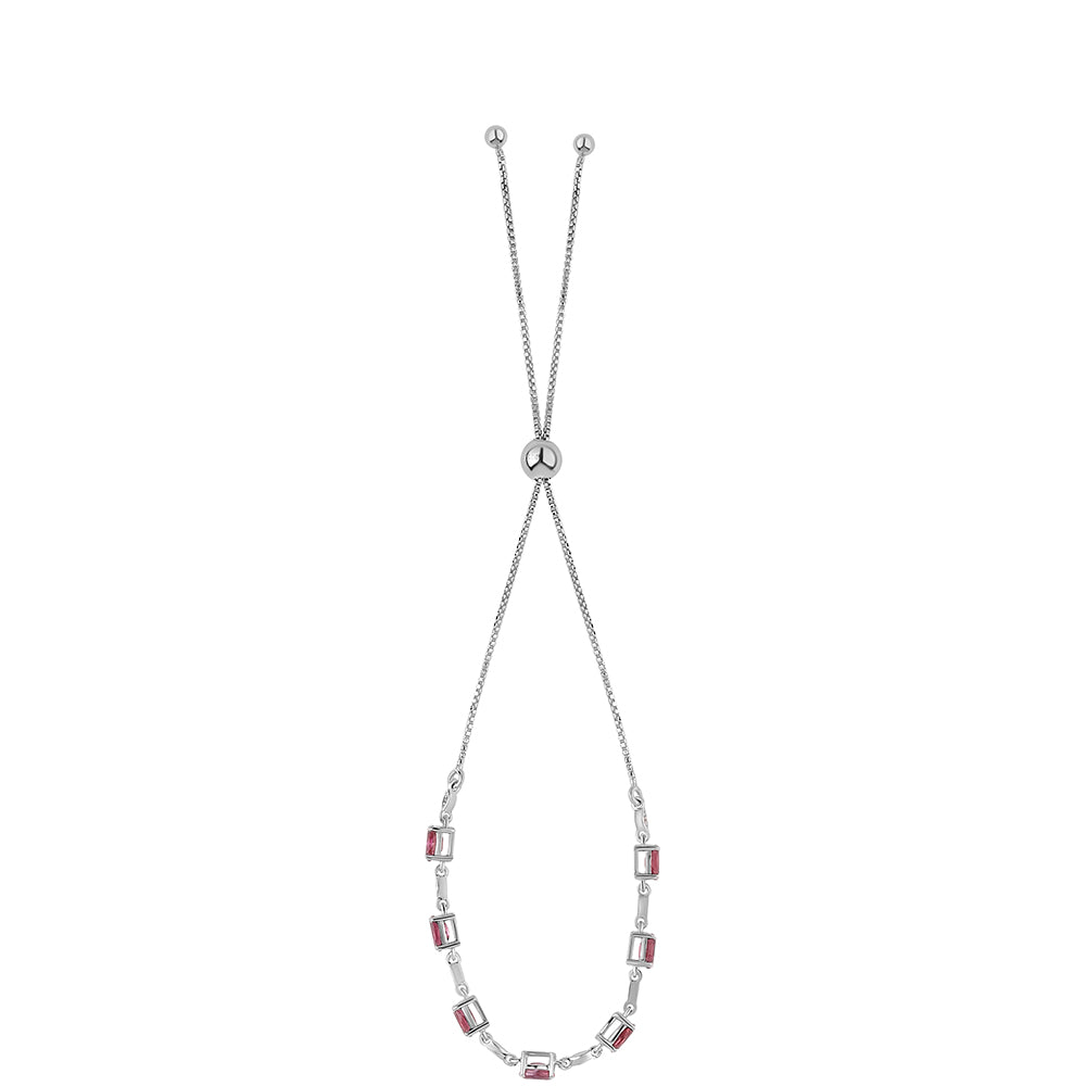 Pulsera de Plata con Rubelita de Cruzeiro y Topacio Blanco