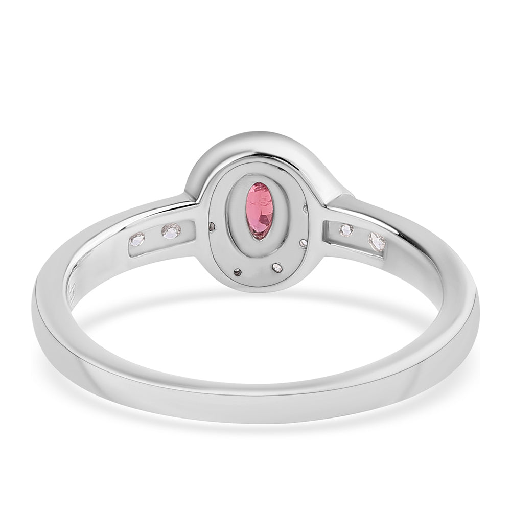 Anillo de Plata con Rubelita de Cruzeiro y Topacio Blanco