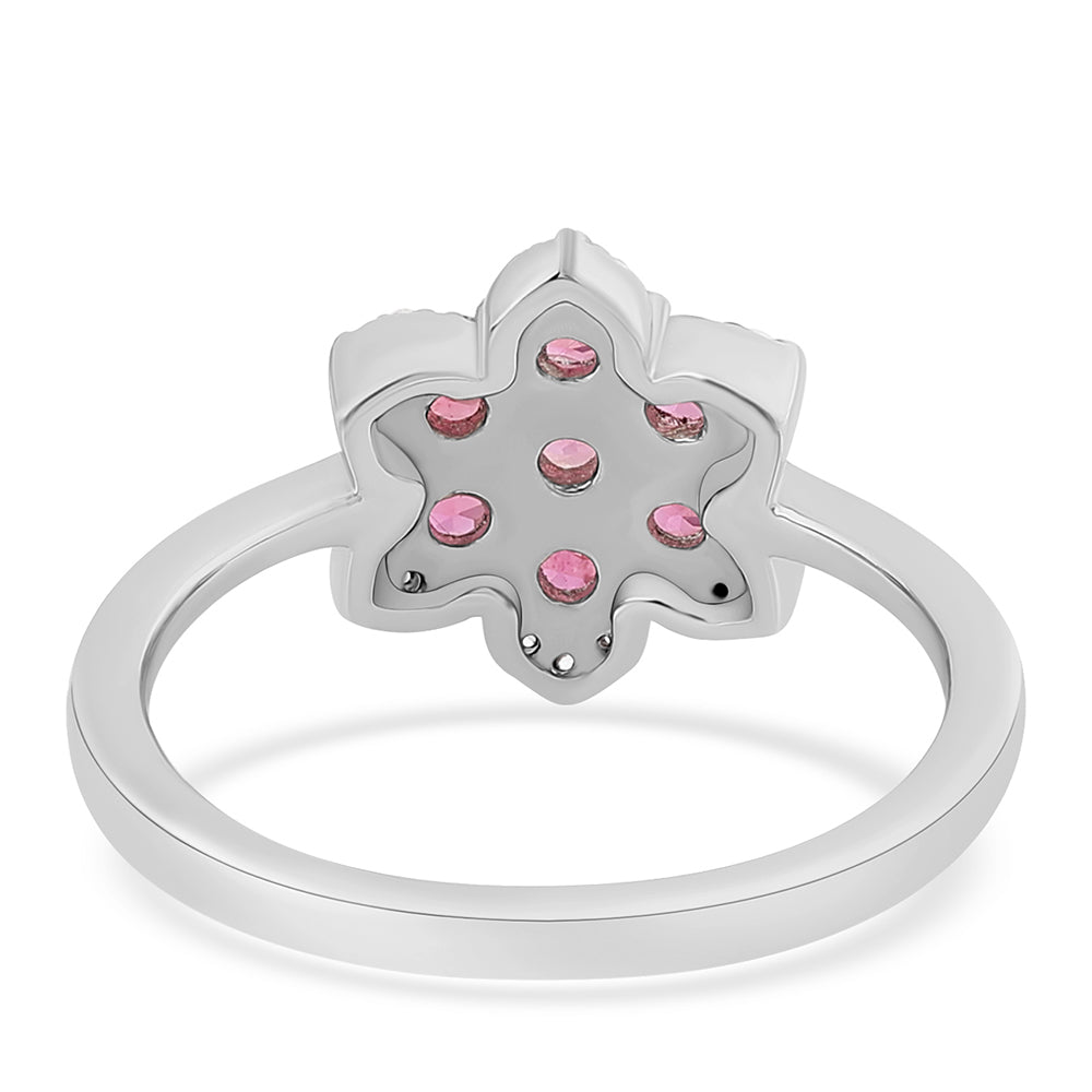 Anillo de Plata con Rubelita de Cruzeiro y Topacio Blanco