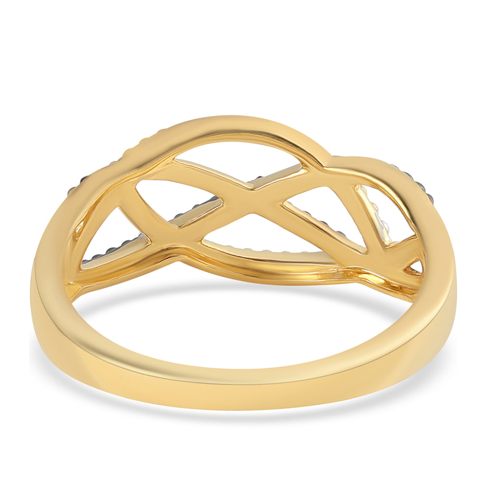 Anillo de Plata Bañada en Oro con Diamante Azul