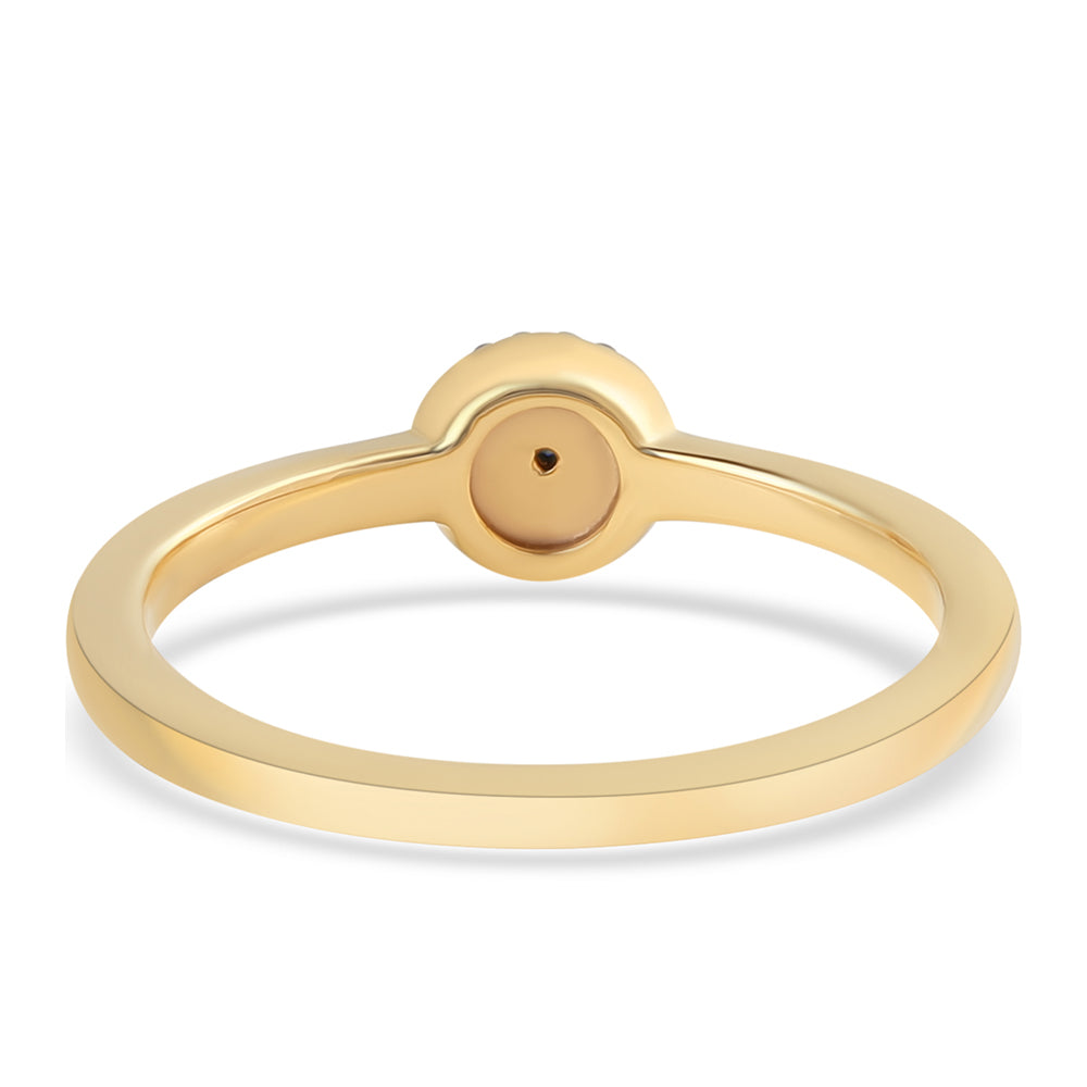 Anillo de Plata Bañada en Oro con Diamante Azul