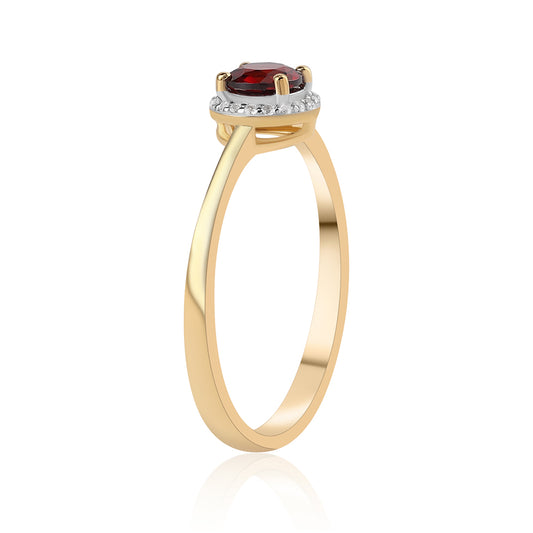 Anillo de Plata Bañada en Oro con Granate Barton y Topacio Blanco