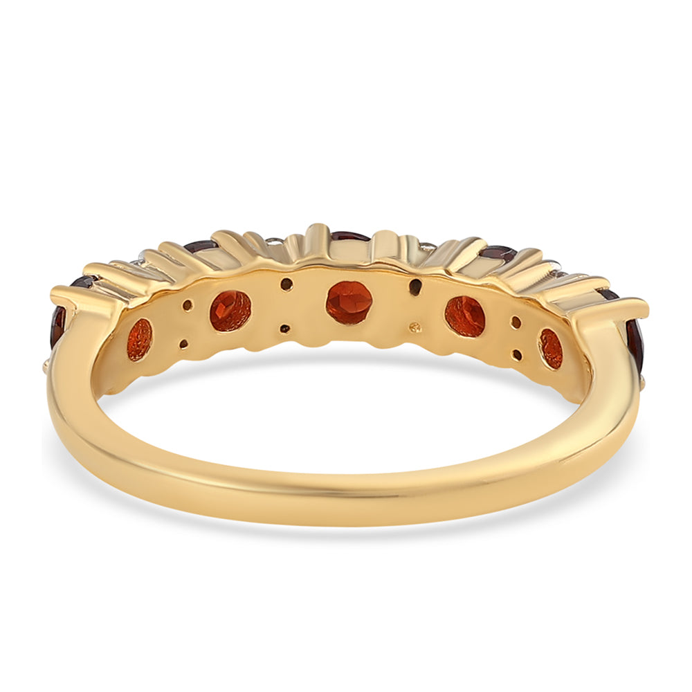 Anillo de Plata Bañada en Oro con Granate Barton y Topacio Blanco