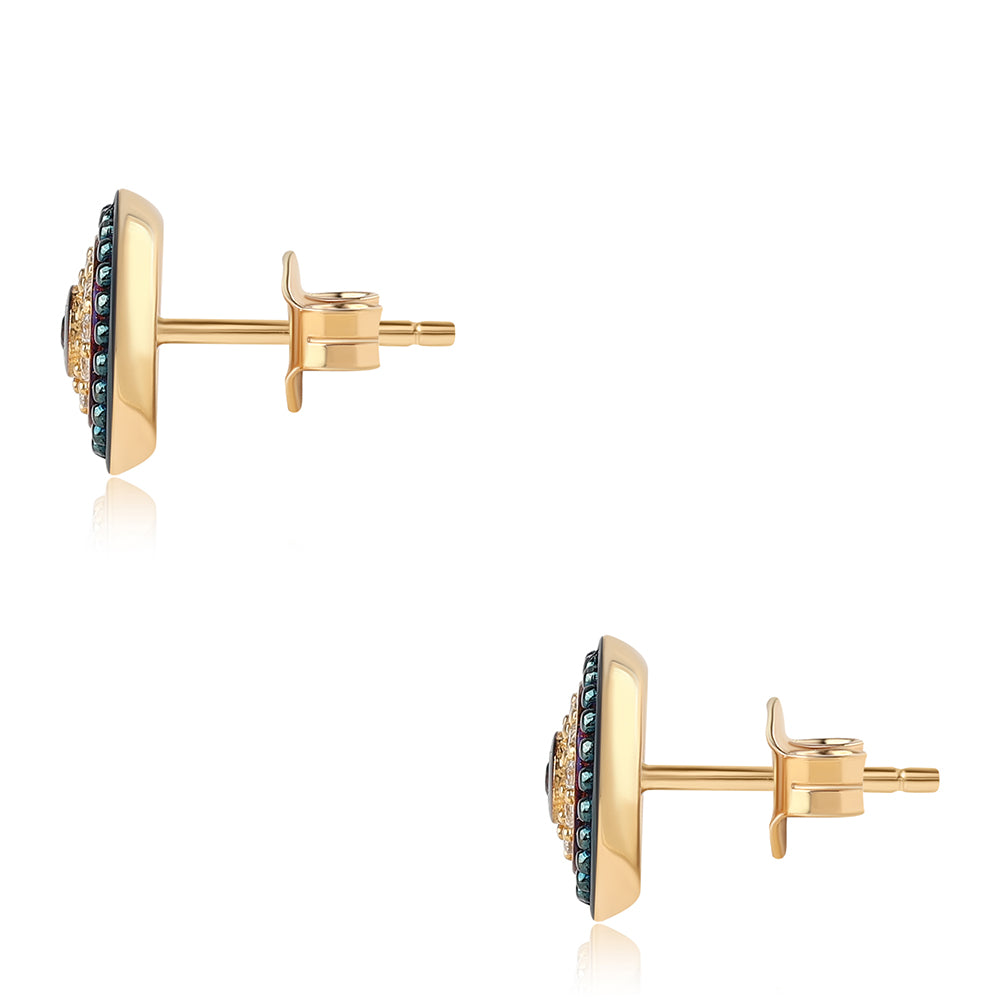 Pendientes de Plata Bañada en Oro con Granate Barton y Topacio Blanco