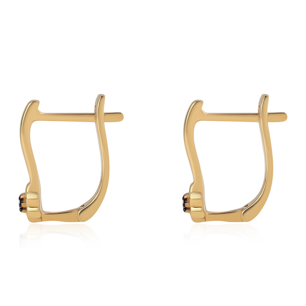 Pendientes de Plata Bañada en Oro con Diamante Azul